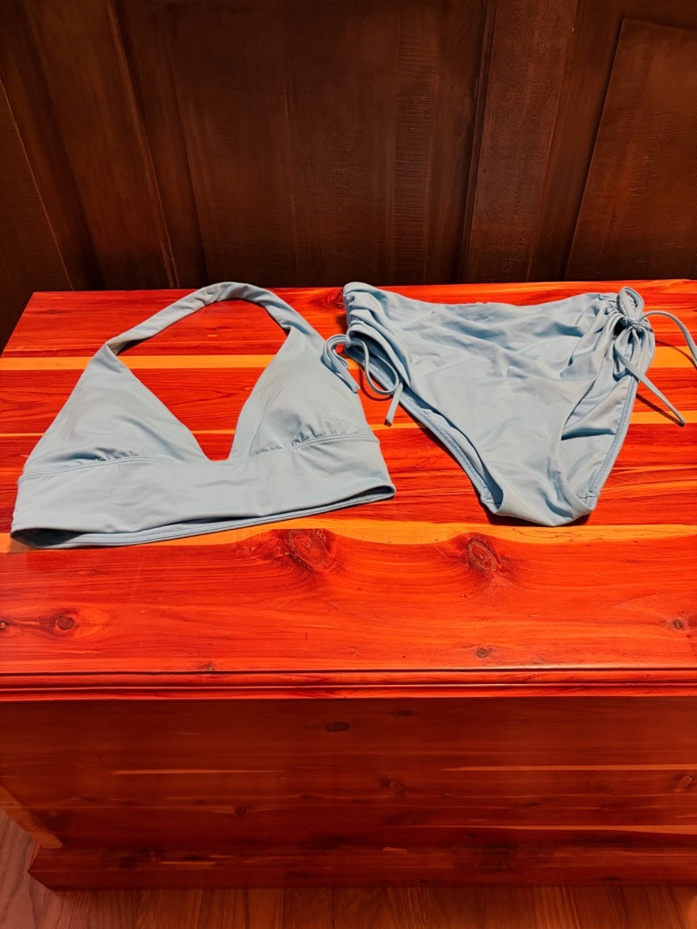 CRZ YOGA Light Blue Halter Tie-Side Bikini Set